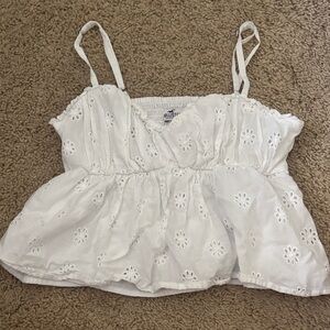 Hollister White Eyelet Camisole Top